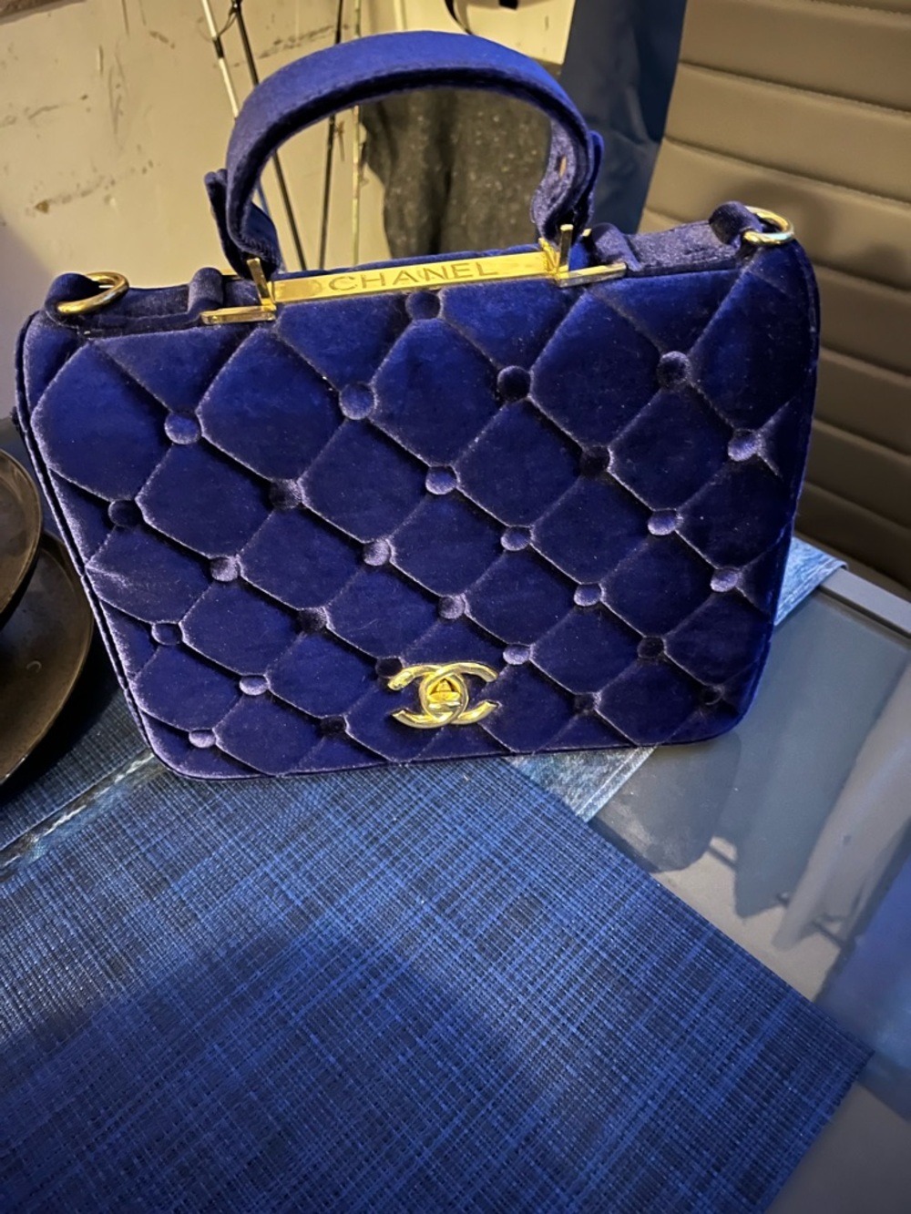 CHANEL “Inspired” Quilted Velvet Top Handle Bag Crossbody Handbag - Picture 2 of 10